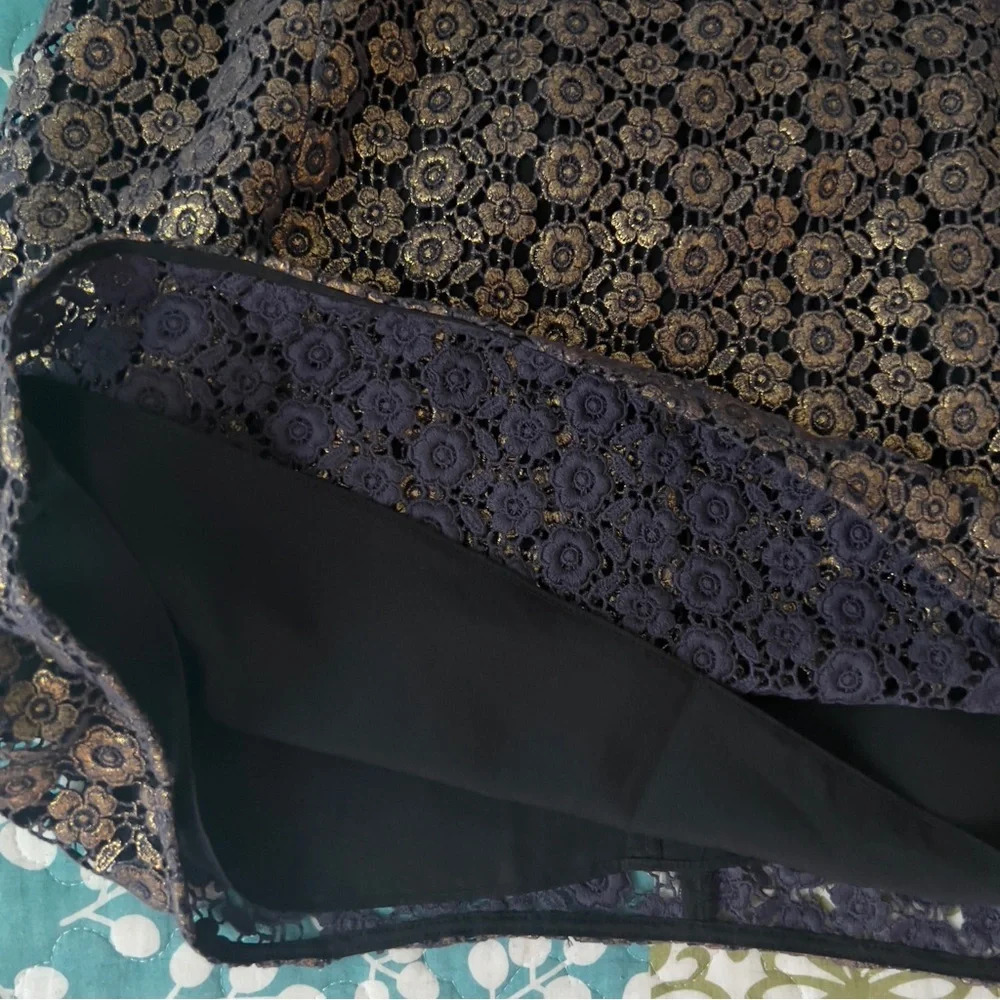 Juicy Couture Gold Overlay Embroidered Black Dress Size 4 - Picture 7 of 12